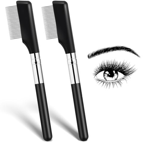 Lot de 2 séparateurs de cils en métal pour les cils - Brosse à sourcils - Pinceau pour mascara - Séparateur de cils - Outil de soin des dents - Pour filles et femmes