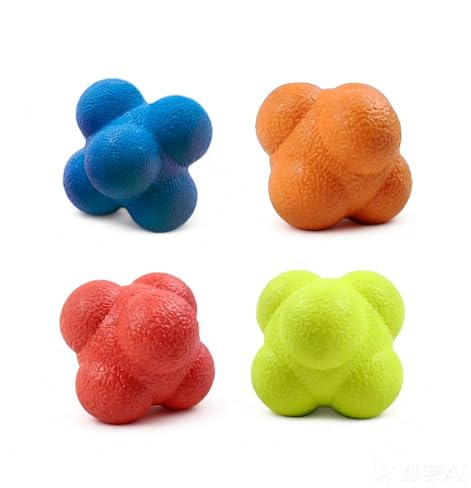 ROLUXENTIA Reaktionsbälle, 7,1 cm, Baseball-Handball-Reflex-Trainingsgerät, Hand-Augen-Koordination, Speed-Reflex-Trainer für Agility-Spiele und Garten-Familientreffen, 4 Stück