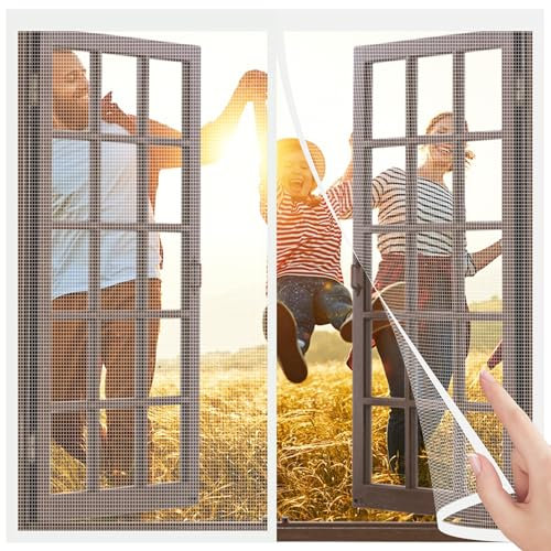 Fliegengitter Für Fenster 130x225cm net Fenster Insektenschutz Magnet Fliegenvorhang Für Schiebefenster Dachfenster Weiß