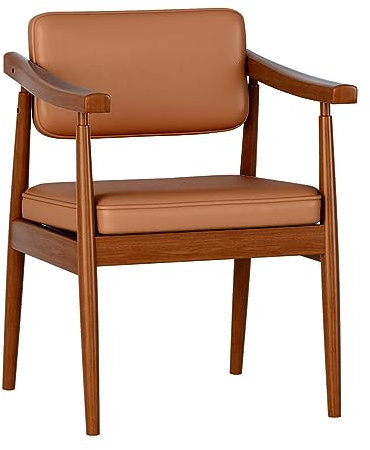 MARIYCH Bauernhaus-Esszimmerstühle, PU-Ledersessel, Akzentstuhl mit Massivholzbeinen, Vintage-Freizeitstühle für Zuhause, Küche, Schlafzimmer, Wohnzimmer