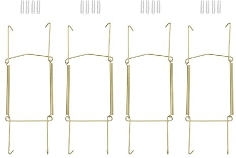 sourcing map 4Pcs Plate Hanger, 8 Inch U Type Zinc Plated Invisible Wall Plate Hangers for Decorative Plates, Gold