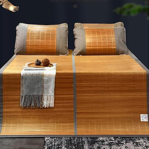 Sommer-Schlafmatte, karbonisierte Bambus-Sommer-Schlafmatte, kühlende Matratzenauflage, Faltbare doppelseitige Bambusmatte für Bett, Bambus-Bettmatte | Schlafzimmer unverzichtbar zum Schlafe