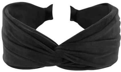 axy Breiter Haarreif mit raffiniertem Knoten aus leichtem Flanellstoff Wunderschön Damen Stirnband Haarschmuck Haarreifen Hairband HRD6 (Schwarz, Extra Breit)
