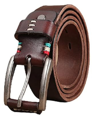 ZONABSQQ Durable Belt Leather Belt Pin Buckle Luxury Men's Genuine Leather Belt, Casual Jeans Work Dress Belt Western Retro Style Personality Belt Fashion Accessory