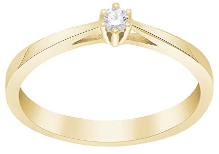 JC Trauringe Damenring Solitär-Ring 585 Gelbgold Verlobungsring mit Diamanten Vorsteckring A116 201BR5 (57 (Ø 18,2 mm), 0.05)