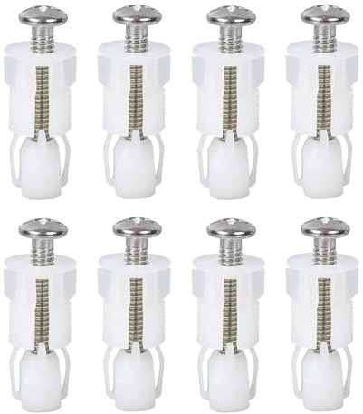 8 Pcs Toilet Fixing Parts Toilet Seat Accessories and Fixings, Stainless Steel Toilet Seat Screws Top Fixing Toilet Seat Accessories Hinge Screws Expansion Nuts White Toilet Lid Fixing Parts
