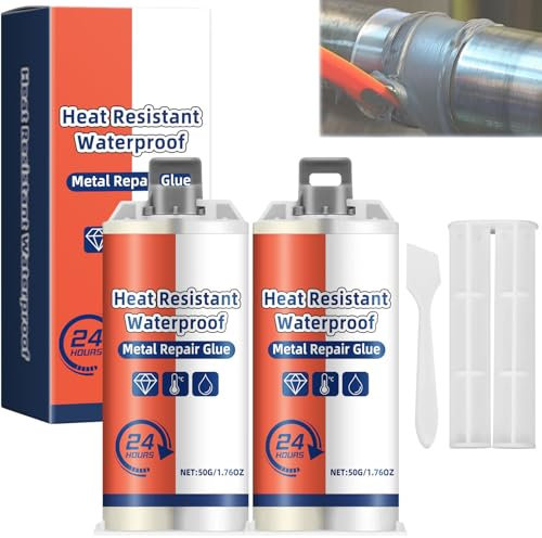 Heat Resistant Waterproof Metal Repair Glue, Metal Glue Heavy Duty Weld, High Heat Epoxy, Strong Epoxy All Purpose Repair, Stainless Steel Adhesive, Strong Foundry (2)