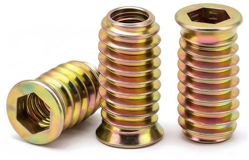 Drenky M8 Insert Fileté Bois, écrous à Visser M8 X 20mm Manchons à Visser Galvanisés écrou Hexagonal Fileté pour Meubles en Bois, 20 Pièces