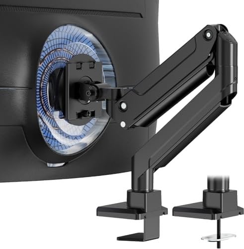 PUTORSEN 17-49 Inch Monitor Mount, Max 20 kg, Premium Aluminium Screen Mount for Flat/Curved Monitor with VESA 75 x 75/100 x 100 mm, Gas Spring Monitor Desk Mount