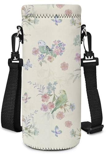 RICHEN Neoprene Water Bottle Carrier Bag with Adjustable Shoulder Strap,Insulated Water Bottle Cover for 750ml/24oz Stainless Steel/Glass/Plastic Bottles (BC-61,750ML)