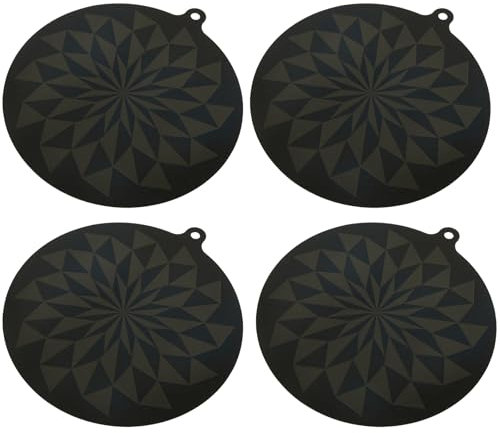 4Pcs Silicone Induction Hob Protector Mat 9.5inch Anti Scratch Pad Thermochromic Induction Cooker Pad Reusable Anti-Slip Induction Cooktop Protective Cover Microwave Mat Table Protector
