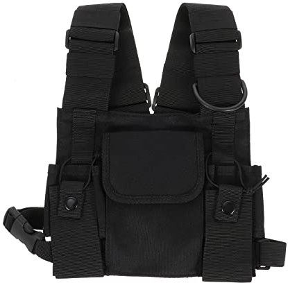 TOYANDONA Brusttasche Funkgeräte Brustgurt Oxfordstoff Verstellbar Schwarz Für Outdoor Jagd Wandern Camping