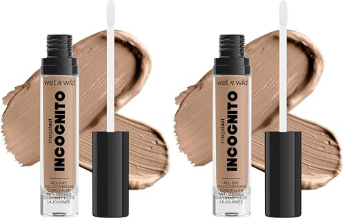 wet n wild, Megalast Incognito Full-Coverage Concealer, Nahtlos, hochpigmentiert, aufbaubar, mittel- bis volle Deckkraft, mattes Finish, nährend und feuchtigkeitsspendend, mit Sheabutter, Light Honey