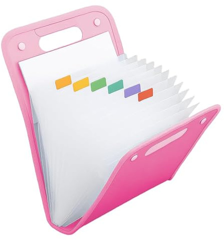 Zeugnismappe, Fächermappe a5, Fächermappe mit 13 Fächer, Zeugnismappe Jungen Mädchen, Ordnungsmappe Dokumententasche Mappe Organizer für Büro Hause Schule Dokumente (Rosa)