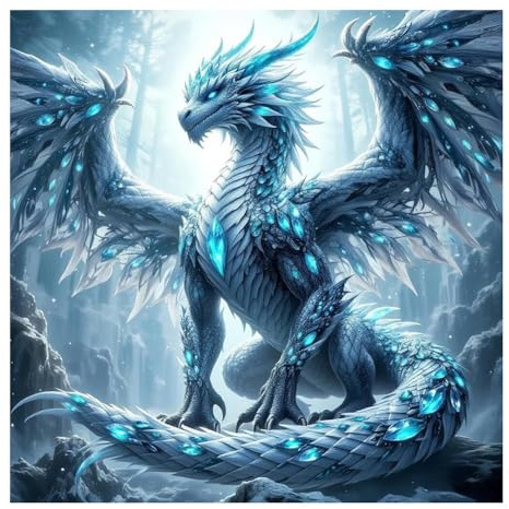Diamond Painting Drache, Diamond Painting Erwachsene 5D Vollbohrer, Diamant Painting Bilder Eisdrache, DIY Diamant Painting Bastelset, als Wanddekoration und Kreatives Geschenk für Zuhause, 30x30 cm