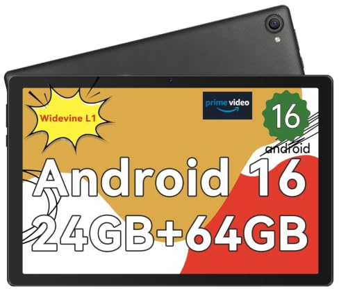 Whitedeer Tablet Android da 10 pollici, Android 15 Octa Core Gaming Tablet con 20GB+64GB+1TB TF, Tablet PC con trasmissione OTG e Wi-Fi 6G, Widevine L1,5000 mAh, nero