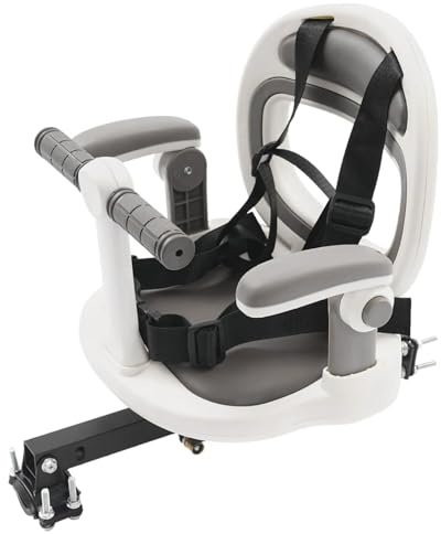 Siège de vélo pour Enfant Rotatif à Montage Frontal avec Double Verrouillage sécurisé et accoudoirs réglables Porte-bébé pour Enfants de 1 à 6 Ans Installation Facile Blanc