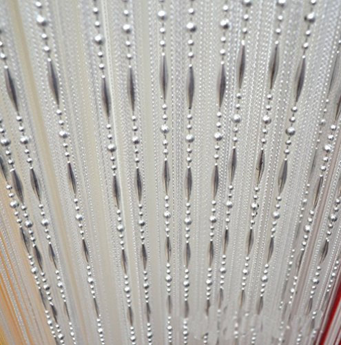 HONG Quaste Perlen Vorhang Kristall Perlen Design mit Gewinde String Tür Vorhang Fenster für Raumteiler Trennwand (100 cm x 200 cm 2 Stück),Weiß