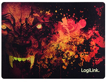 LogiLink ID0141 Ultra dünnes Glimmer Gaming Mauspad mit Spezialbeschichtung im Wolf Design dunkel rot