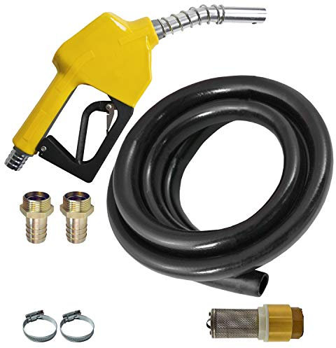 Zapfpistolen Set-für Dieselpumpe Heizölpumpe Biodiesel Ölpumpe Kraftstoffpumpe Wasserpumpe Tauchpumpe Brunnenpumpe Pumpe - mit Gummi-Schlauch und Automatik-Pistole mit Rückschlagventil