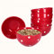 Van Well Emily 6er Set Müslischale rot-weiß gepunktet, Ø 145 mm, Salatschale, Steingut Schüssel