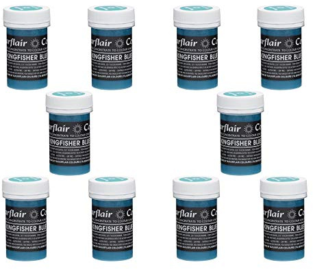 Sugarflair Kingfisher Blue Pastel Food Colouring Paste, Highly Concentrated for Use with Sugar Pastes, Buttercream, Royal Icing or Cake Mix, Subtle Colour Dye - 25g (Pack of 10)