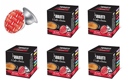 Bialetti PRA 666162 Lot de 64 capsules de café Bialetti Roma Mokona tasse Diva dosettes en aluminium