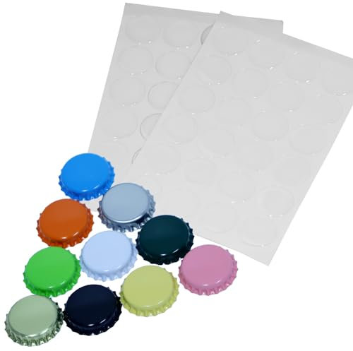 RUTICH 100 Flat Decorative Bottle Cap Mixed Colors(10colors) 100 Pieces Clear Epoxy Dot Stickers Hair Bows, DIY Pendants Craft ScraPbooks