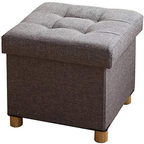 BRIAN & DANY Sitztruhe Sitzhocker Fußhocker mit Stauraum und Deckel mit Holzfüßen, 38 x 38 x 38 cm, Grau