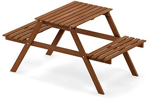 Furinno Tioman Kinder Set, Picknicktisch und Stuhl, in Teaköl, holz, Natur, 60.2 x 110.24 x 54.36 cm
