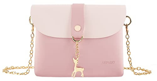 Petit sac à main à bandoulière avec pendentif, en cuir synthétique, pour filles, rose, Small