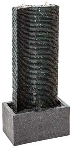 Dehner Gartenbrunnen Muro mit LED Beleuchtung, Steinoptik, ca. 80.5 x 37 x 22.5 cm, Polyresin, dunkelgrau