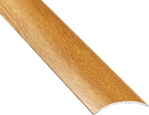 60mm Wide Self-Adhesive Aluminium Wood Effect Transition Strip Carpet Cover Door Floor Threshold TMW Profiles (Noble Oak)