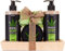 BRUBAKER Cosmetics Hanföl Dusch- und Pflege Set frische Minze & Aloe Vera mit Deko Tablett aus Holz
