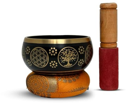 Nature's Own Tibetisches Klangschalen-Set, einfach zu spielen, Meditations-Soundschale, handgefertigt in Nepal, für Yoga, Achtsamkeit, Chakra-Heilung, Stressabbau, spirituelle Geschenke für Frauen und