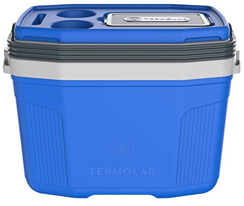Fun Fan Line | Nevera Portátil Rígida | De Plástico Ultrarresistente | De Fácil Manejo Y Transporte | con Tapa Superior para Llaves Y Vasos | Ideal para Playa, Picnic Y Camping | 20 litros Azul