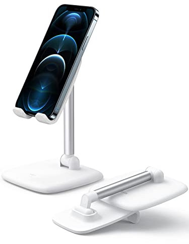 UGREEN Soporte Móvil Mesa, Stand Teléfono Movil Ajustable Universal Multiángulo Compatible con iPhone 14 Pro, Galaxy S21/S20/ Note 20/10, Redmi Blanco