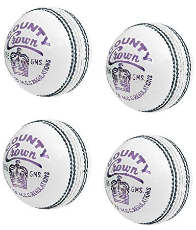 CW 4 x County Crown Cricketbälle aus echtem Leder, handgefertigt, 4 Stück