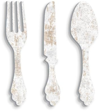Decorazione Murale in Legno Posate forchetta Cucchiaio Coltello, Decorazione Fatta a Mano per Le pareti della Cucina Arredo | H40 cm