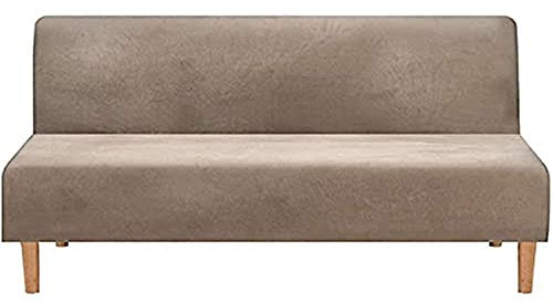 BXFUL Samt Sofabezug ohne Armlehnen 3 Sitzer Stretch Couchbezug Elastischer Abdeckung Husse für Sofabett Sofaüberzug Armless rutschfest (Sand)