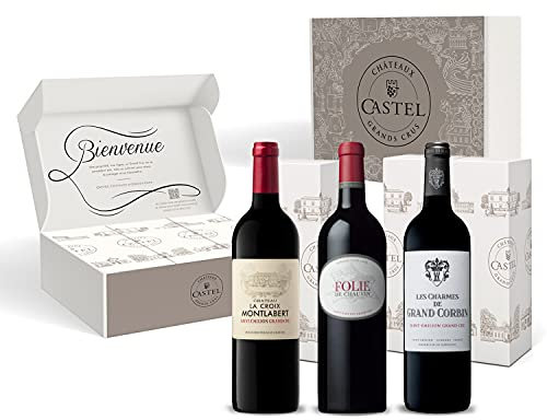 Geschenkset - Rotwein Trocken - Entdeckung von Saint Emilion Grand Cru-Wein - Folie De Chauvin - Charmes de Grand Corbin - La Croix Montlabert (3 x 0,75 l)