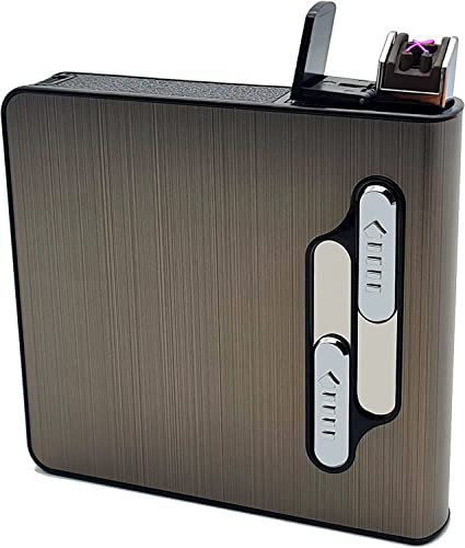 Etui mit Plasma Feuerzeug Lichtbogen Feuerzeug Box Geschenkartikel Geschenkidee (Anthrazit)