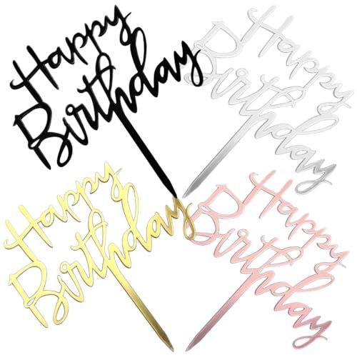 ZoeTekway Happy Birthday Tortendeko, Cake Topper Geburtstag, Acryl Tortendeko Geburtstag, Cupcake Topper (8, 4 Farben Satz 1)