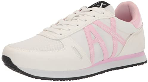 Armani Exchange Damen Retro Running Shoe, 70s Ispired Sneaker, OP.White+Lilac, 40 EU Schmal