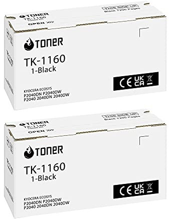 ECHALLENGE 2X TK-1160 Toner kompatibel mit Kyocera TK-1160 Toner-Kartusche Schwarz 1T02R90NL0 Kompatibel für ECOSYS P2040DN ECOSYS P2040DW ECOSY P2050DN