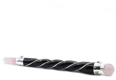 Twisted Healing Wand - Silver Rose Quartz Sphere