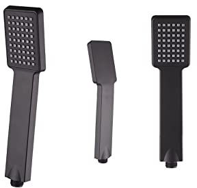 Black Square Unique Simple High Pressure Shower Head Rainfall Universal Hand Held Water Saving Bathroom