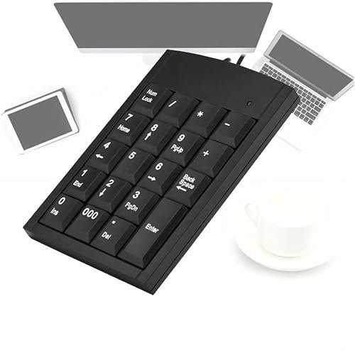 Portable Mini USB Numeric Keypad Number Keyboard for Laptop Desktop Computers for 2000 XP 7/8 / 9/10, for LINUX, for Android, for IOS, 5.1 x 3.5 x 0.4in