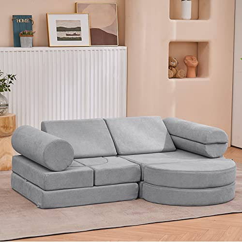 jela Kindercouch Sofas, Baumwolle, grau, 14Pcs Play Couch
