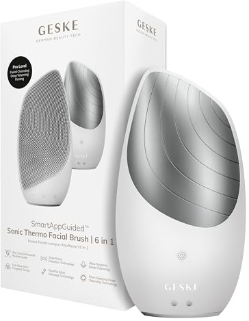 GESKE SmartAppGuided™ Sonic Thermo Facial Brush | 6 in 1 | skin cleansing | cleansing brush with thermal function | facial massager | electric facial brush | facial cleansing device